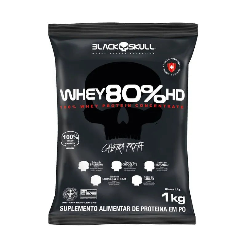 WHEY PROTEIN CONCENTRADO 80% HD - CAVEIRA PRETA