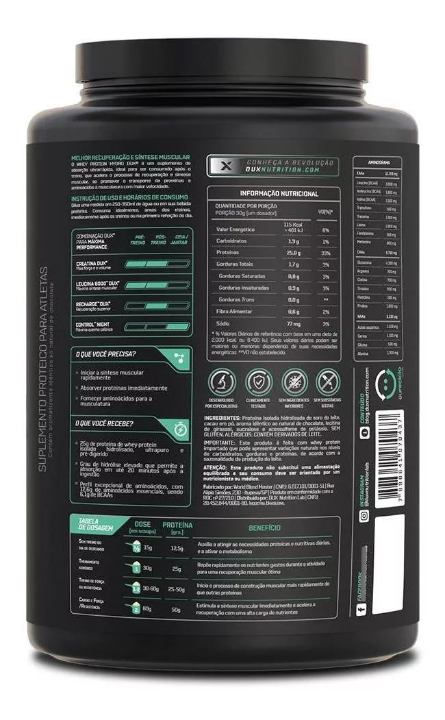Whey Protein Hydro Hidrolisada Dux Nutrition Pote 900g